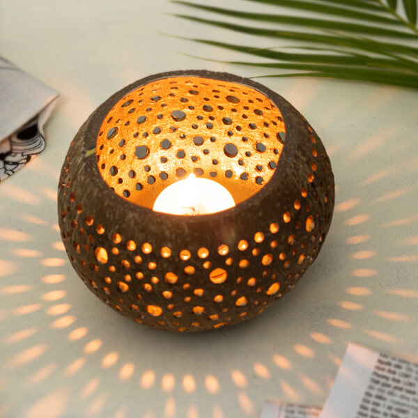 tealight holder coconut gold